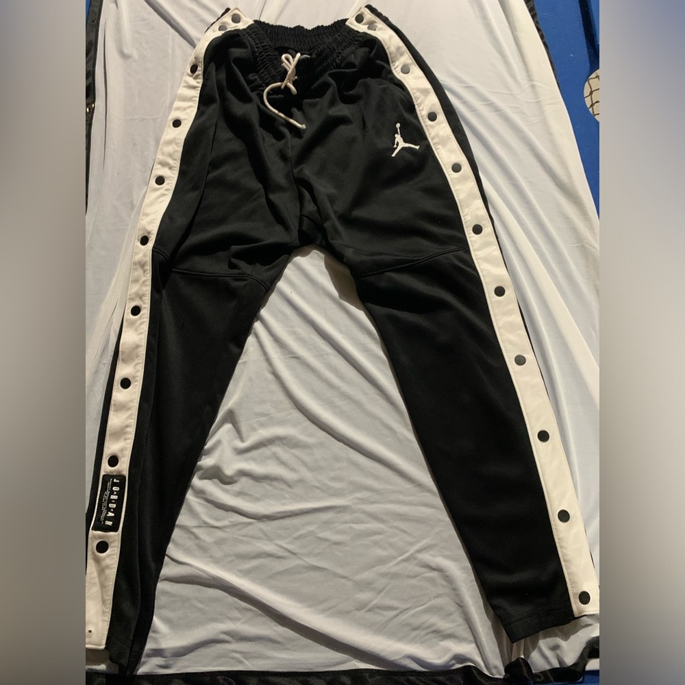 Nike Jordan Black White Stripe Track Pant Tear Aways Size Large DRI FIT